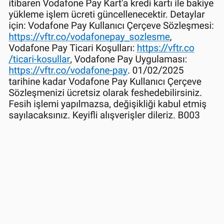 Vodafone Pay Sözleşme İptal Sorunu