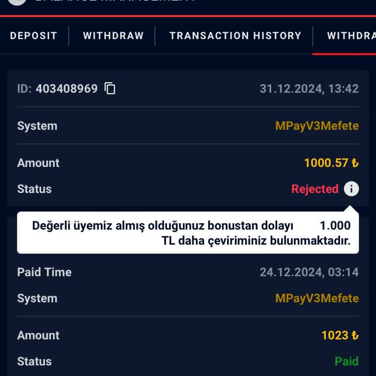 Vaycasino Kazançlarımın Ödenmemesi ve Bonus Sorunu