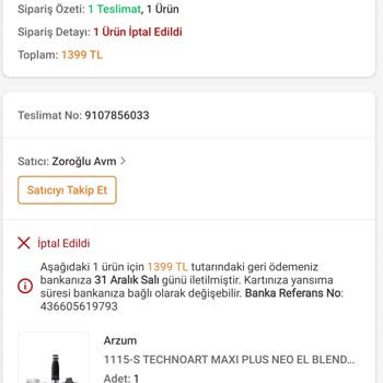 Trendyol'da İptal Edilen Sipariş Mağduriyeti