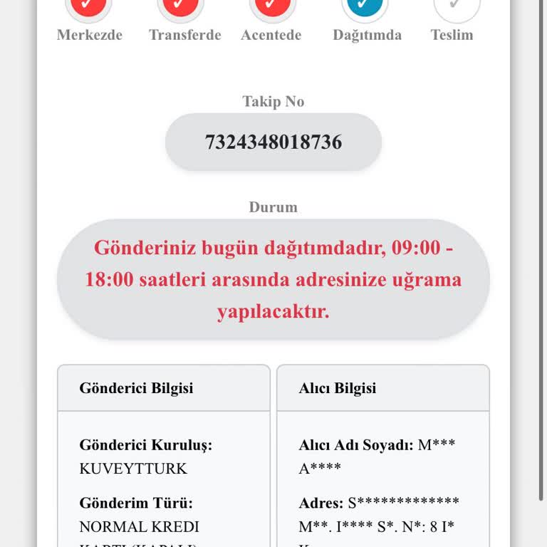 Kuryenet Çekmeköy'de Kayıp Kredi Kartı Teslimatı