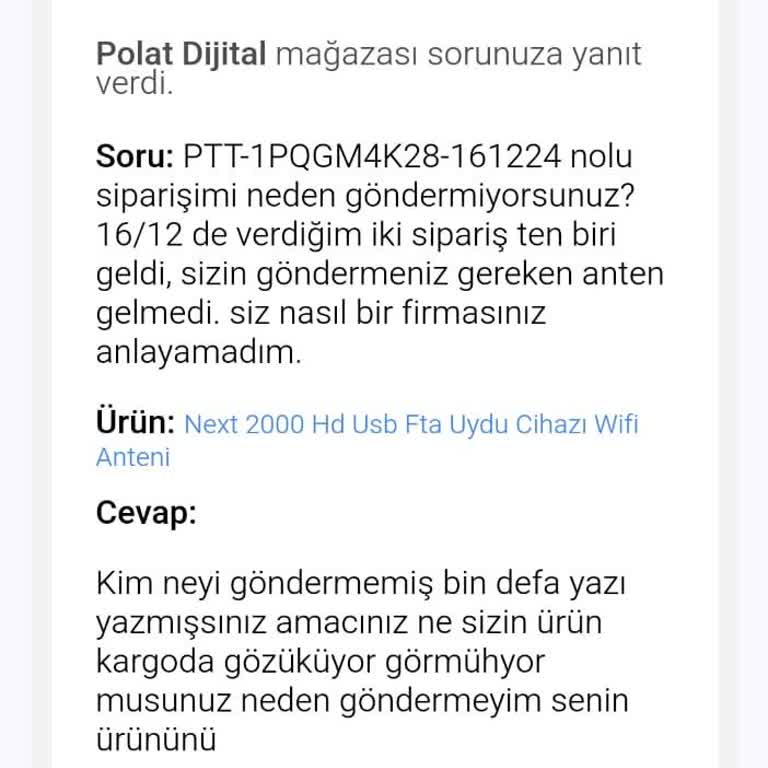 Pttavm.com'dan Siparişim Gelmedi, Saygısız Cevap Aldım