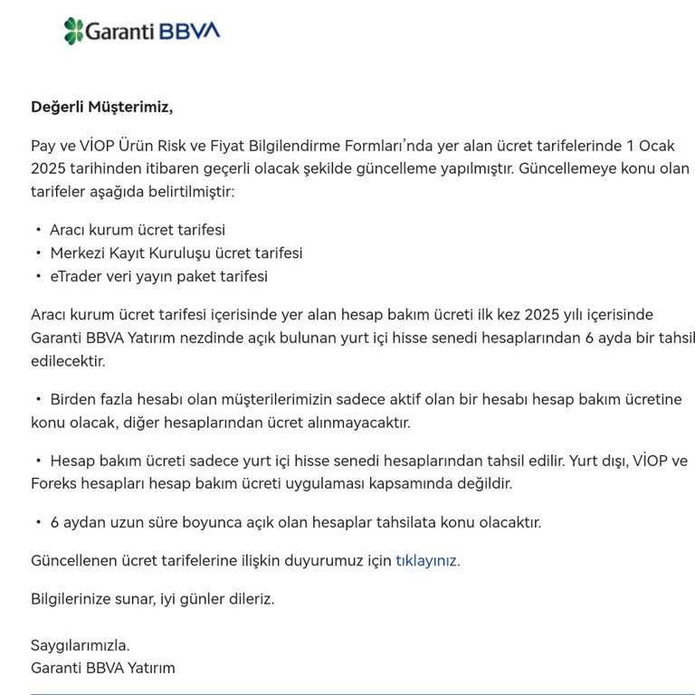 Garanti BBVA Hisse Hesabında Sürpriz Kesinti