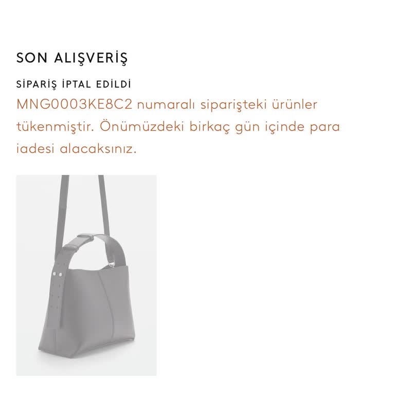 Mango İnternetten Alınan Çantanın Sipariş İptali Ve Geri Ödeme Sorunu