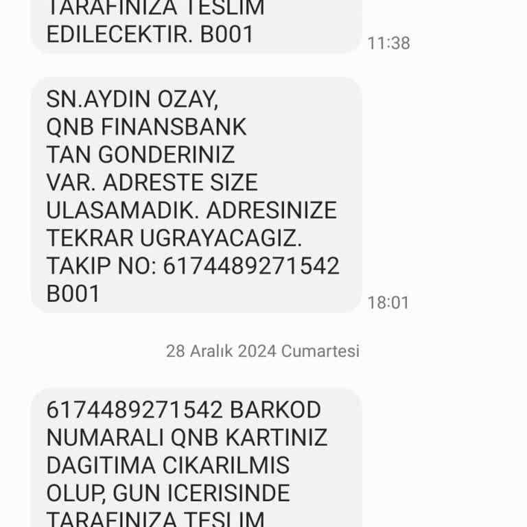 Teslim Edilmeyen Banka Kartı Ve Yanıltıcı Mesajlar