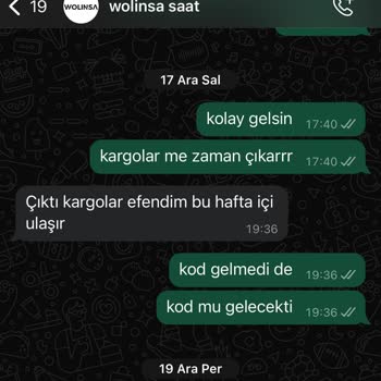 Wolinsa'dan Sipariş Gecikmesi Ve İletişim Sorunu