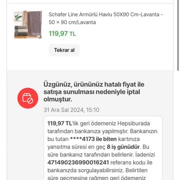 Hatalı Fiyat Nedeniyle İptal Edilen Sipariş Mağduriyeti