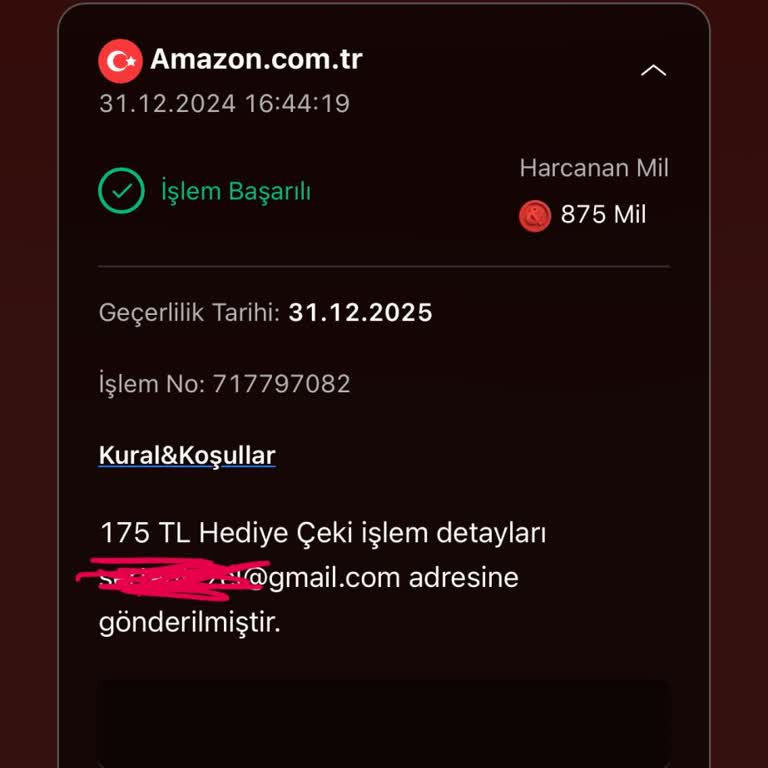 Amazon Hediye Kartı Dönüşümünde Kod Gelmedi