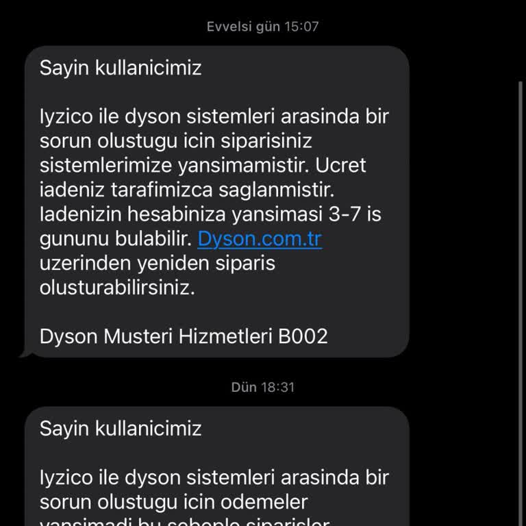 Dyson Web Sitesinde Sipariş Ve İade Sorunları