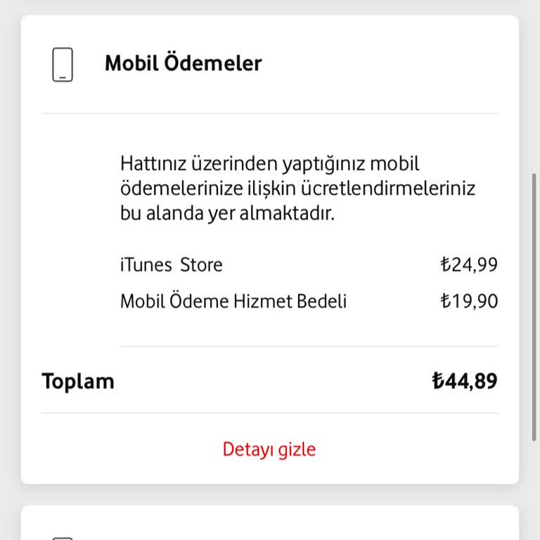 Vodafone Mobil Ödeme Silinmesine Rağmen İTunes Faturalandırması