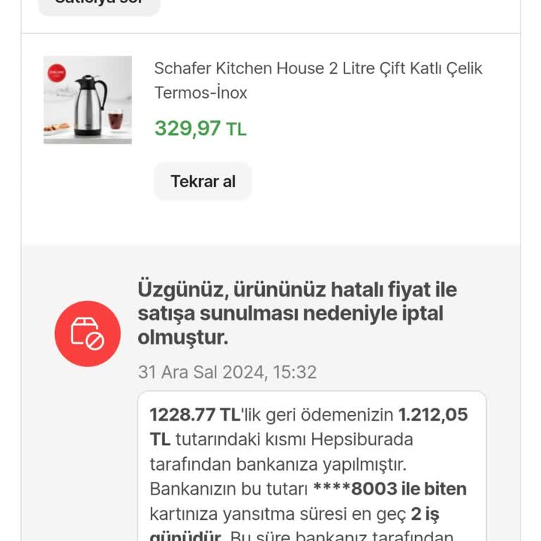 İndirimli Ürünlerin İptali Ve Kart Blokesi Mağduriyeti