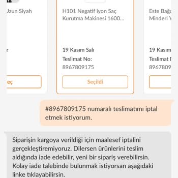 Teslim Edilmeyen Sipariş Ve İade Sorunu