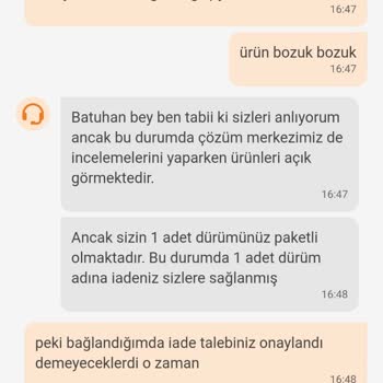 Trendyol Yemek Siparişinde Bozuk Ürün Ve Yetersiz İade Süreci
