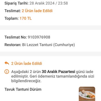 Trendyol Yemek Siparişinde Bozuk Ürün Ve Yetersiz İade Süreci