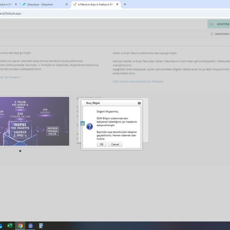 E-Fatura Kontör Yükleme Sorunu Ve Mağduriyet