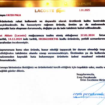 Lacoste Pantolonunda Erken Renk Solması Ve İade Sorunu