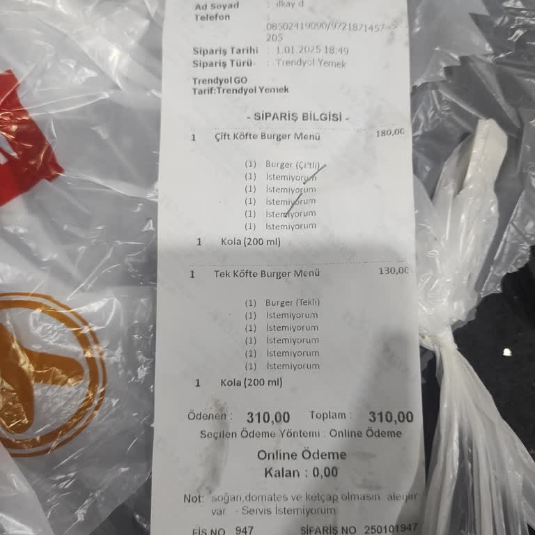 Alerji Uyarısına Rağmen Ketçaplı Sipariş Sorunu