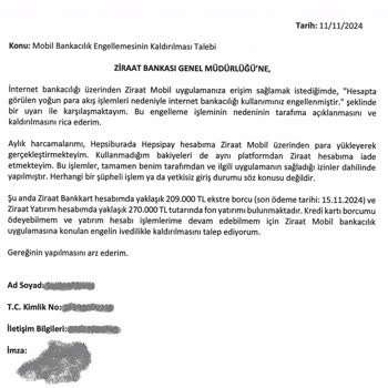 Ziraat Bankası'ndan Bilgi Vermeden Hesap Kısıtlaması