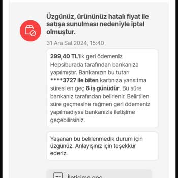 Hatalı Fiyat Mağduriyeti: Sipariş İptali