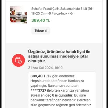 Hatalı Fiyat Mağduriyeti: Sipariş İptali