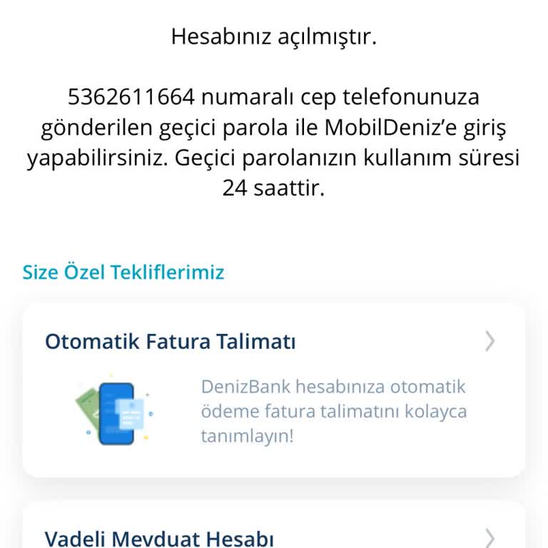 Denizbank'ta Şifre Gönderim Sorunu