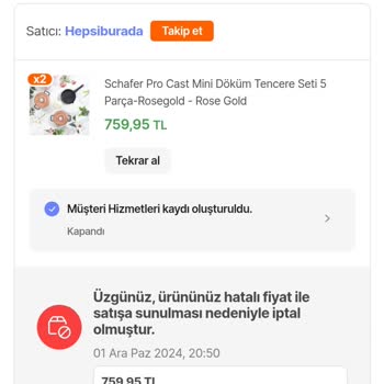 Hepsiburada'da Tekrarlayan Fiyat Hatası Ve İptal Sorunu
