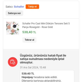 Hepsiburada'da Tekrarlayan Fiyat Hatası Ve İptal Sorunu