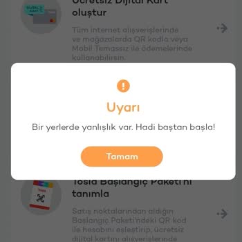 Tosla Uygulamasında Hesap Açma Ve Dijital Kart Sorunu