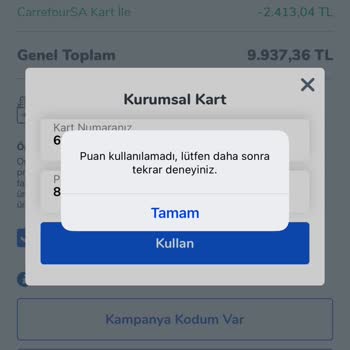 Kurumsal Kartla Alışverişte Destek Alamama Sorunu