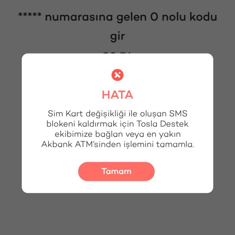 Sim Kart Değişikliği Sonrası Tosla Hesabına Bloke Sorunu