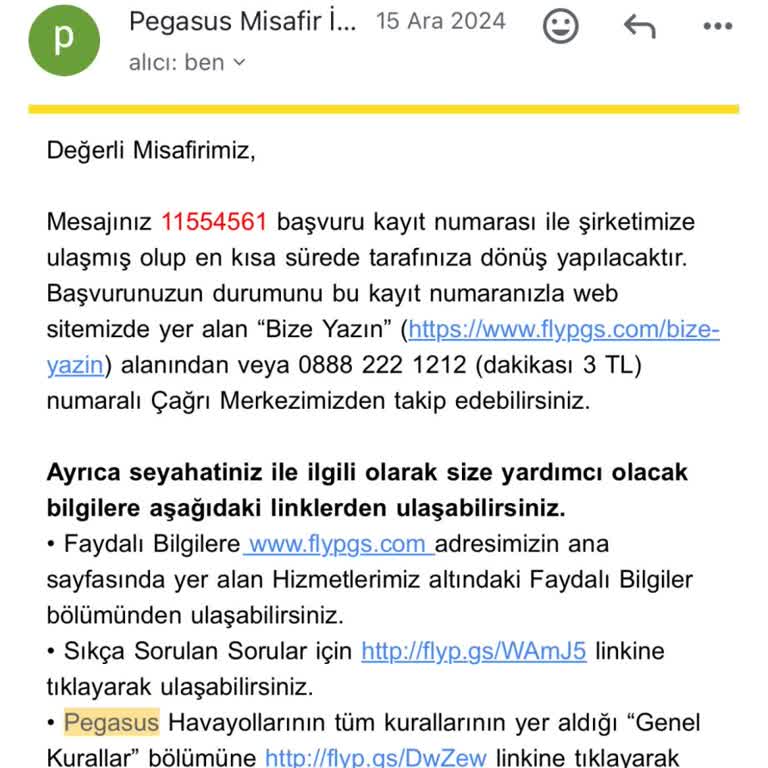 Pegasus Bilet Değişiminde Para İadesi Sorunu