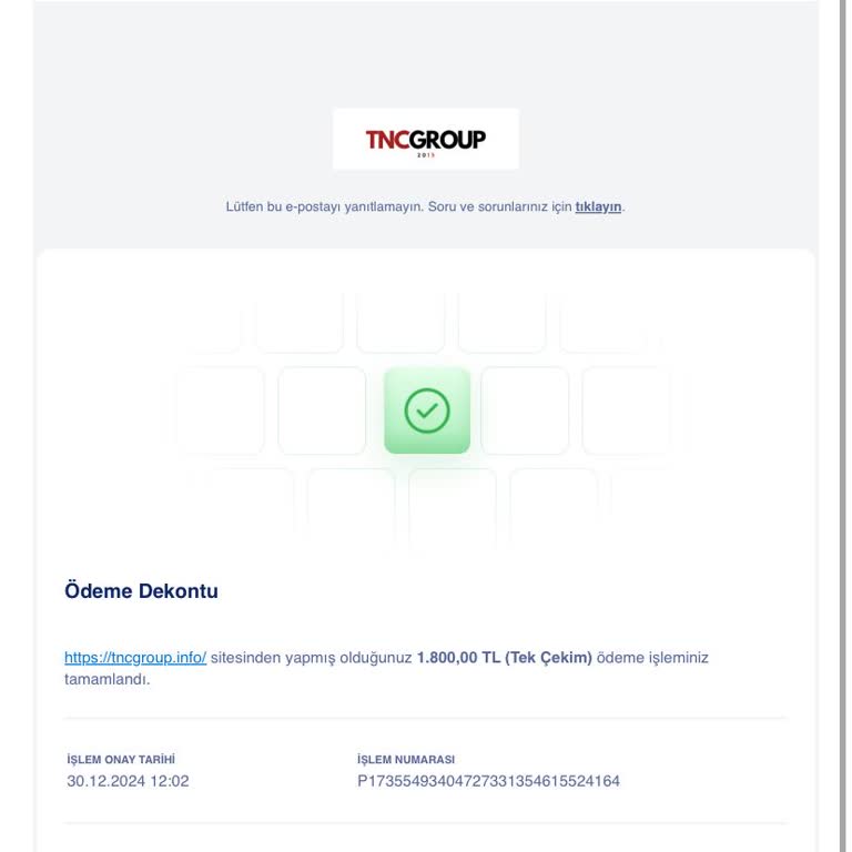 Dekont Eksikliği: Gönderilen Mailde Link Yok