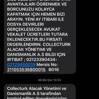 Collecturk Asılsız İcra Takibi Mesajları