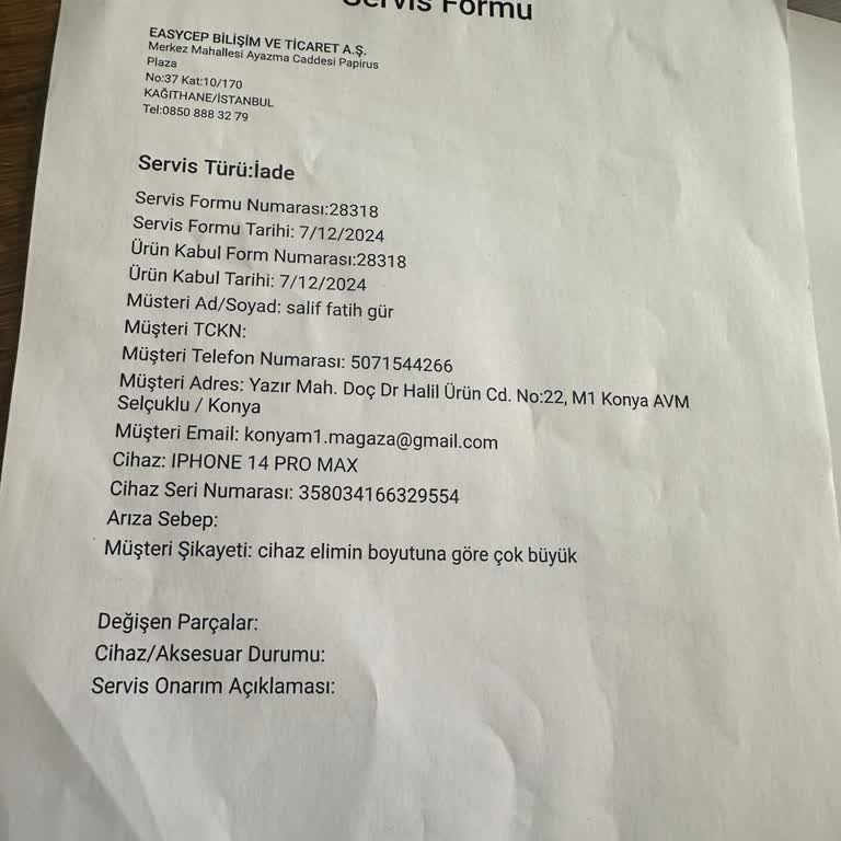 İade Edilmeyen Ücret: Yasal Süreç Aşıldı