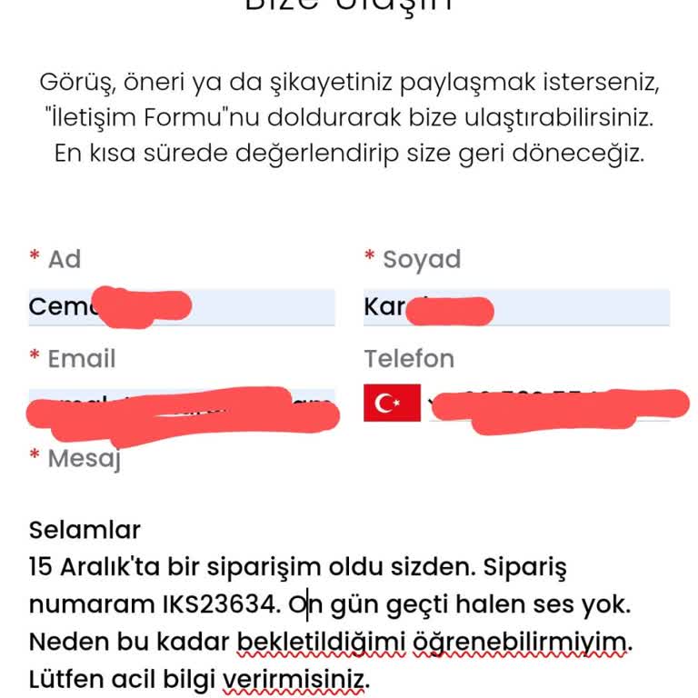 Ürün Teslimatı Ve İletişim Sorunları