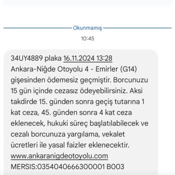 Geçmediğim Otoyoldan Ceza Şoku