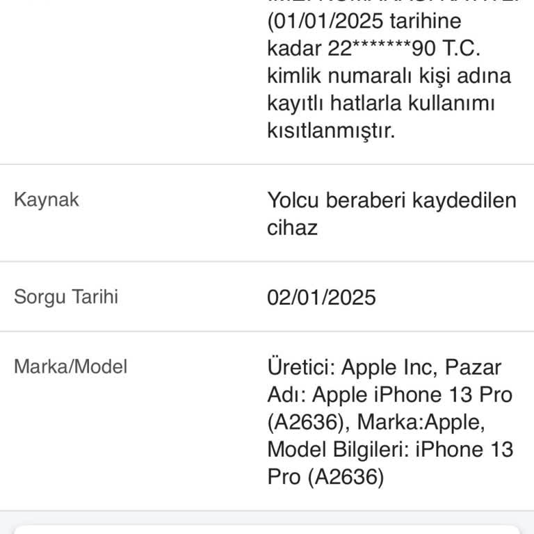 İphone 13 Pro Pasaport Kaydı Sorunu
