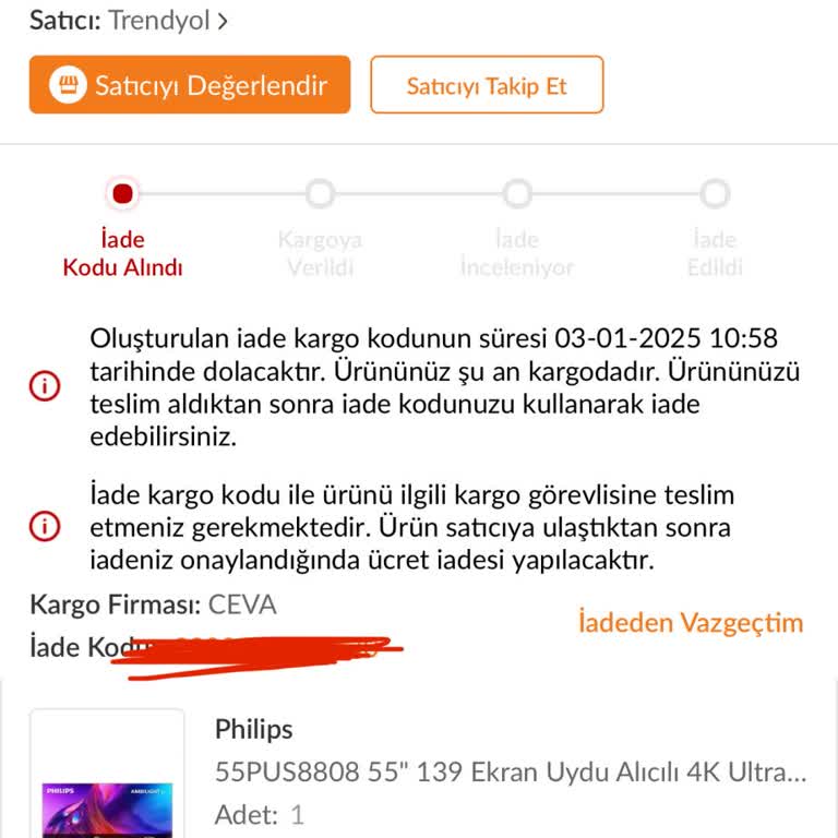 Garanti Kapsamındaki TV İçin İade Sorunu Ve Kargo Gecikmesi