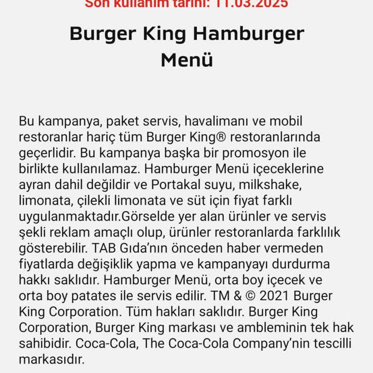 Geçersiz Kodlar Yüzünden Kullanılamayan Burger Menüsü