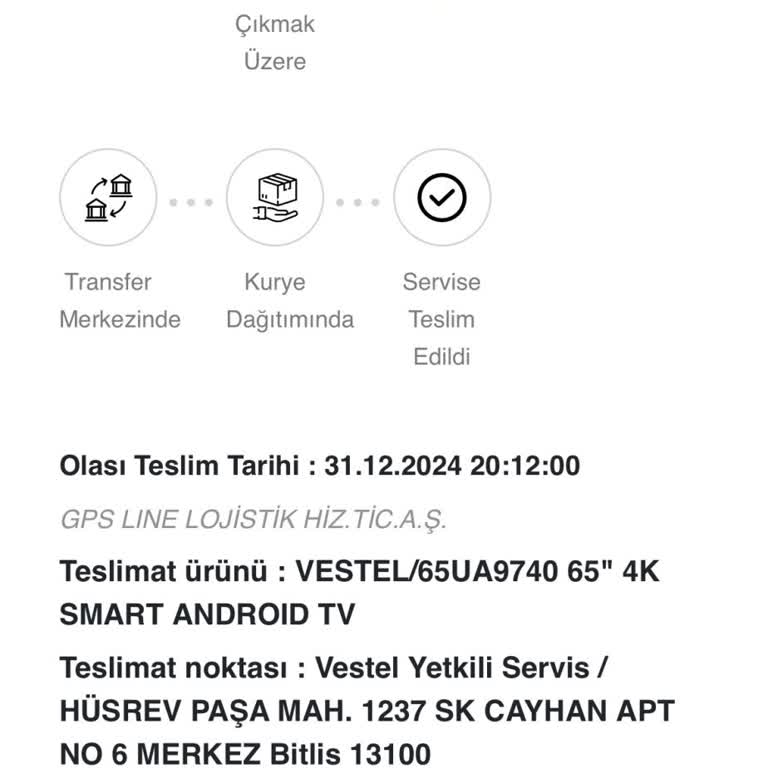 Vestel TV Kargo Gecikmesi Ve Lojistik Sorunu