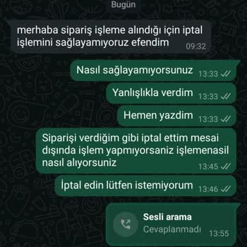 Sipariş İptalinde Yaşanan Zorluklar