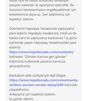 Yanlış Fiyat Nedeniyle İptal Edilen Sipariş Ve İlgisiz Müşteri Hizmetleri