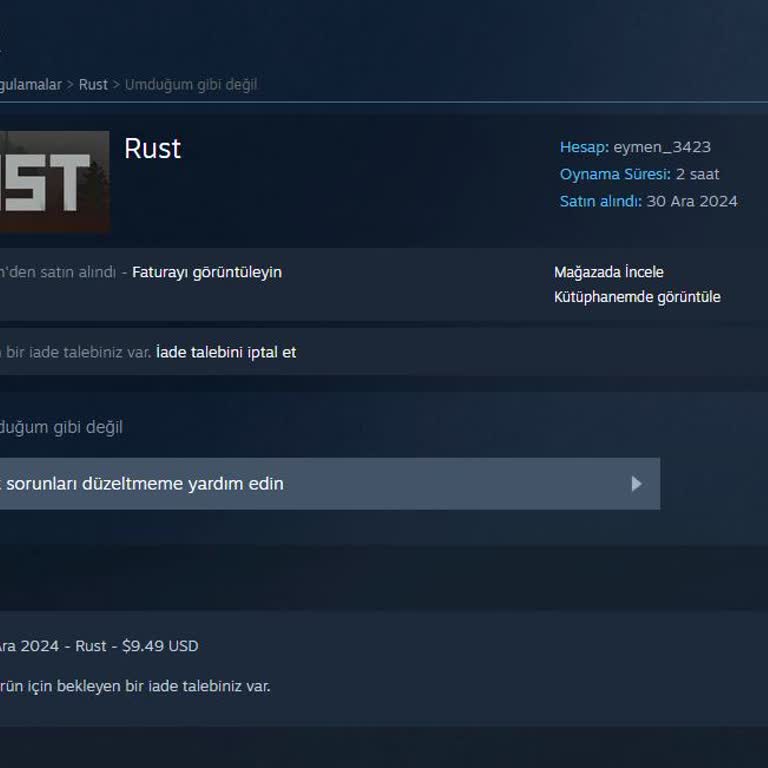 Steam'de Oyun İadesi Sorunu