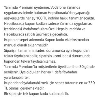 Vodafone Premium İndirim Kuponu Geçersiz Sorunu