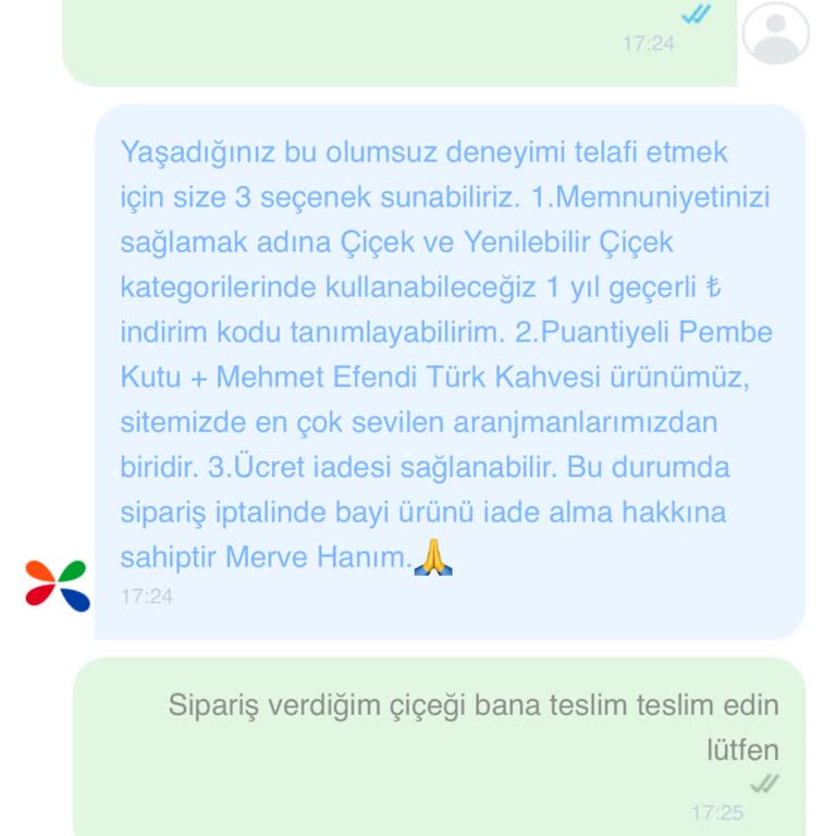 Zamanında Teslim Edilmeyen Çiçek Ve İlgisiz Müşteri Hizmetleri