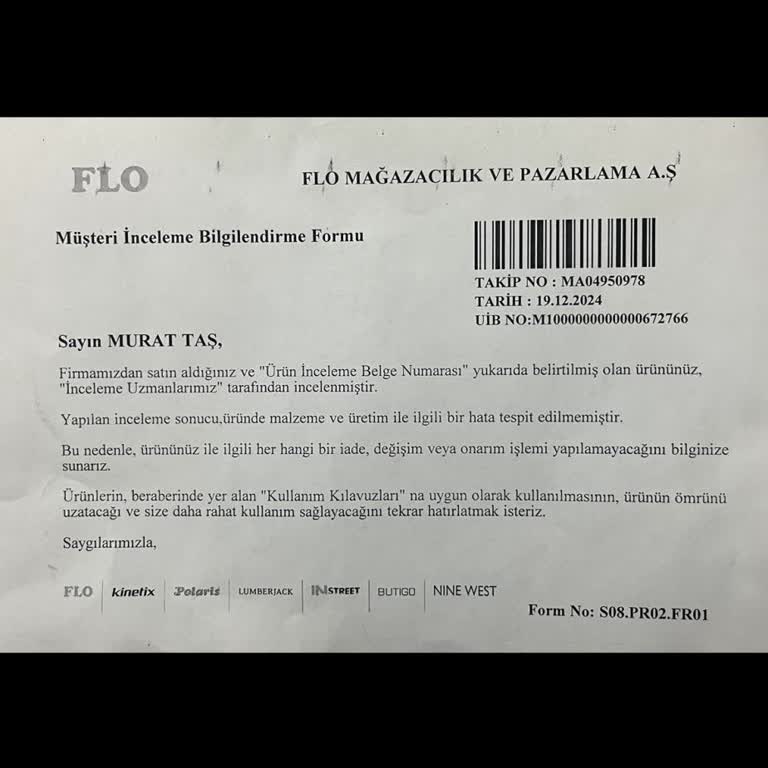 FLO Mağazası'ndan Alınan Ayakkabının İade Sürecinde Yaşanan Sorunlar