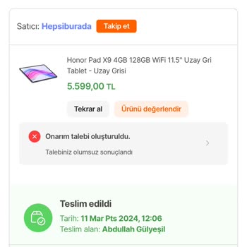 Garanti Kapsamında Onarım Sorunu Ve Yüksek Ücret Talebi