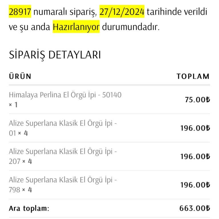 İplik Siparişi 7 Gündür Hazırlanmıyor İletişim Yok