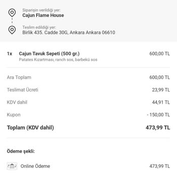 Cajun Tavuk Sepeti: Taş Gibi Ve Eti Eksik!