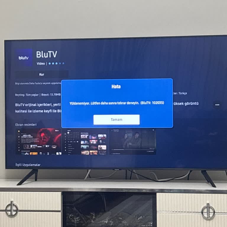 Samsung TV Uygulama Yükleme Sorunu: 102035 Hata Kodu