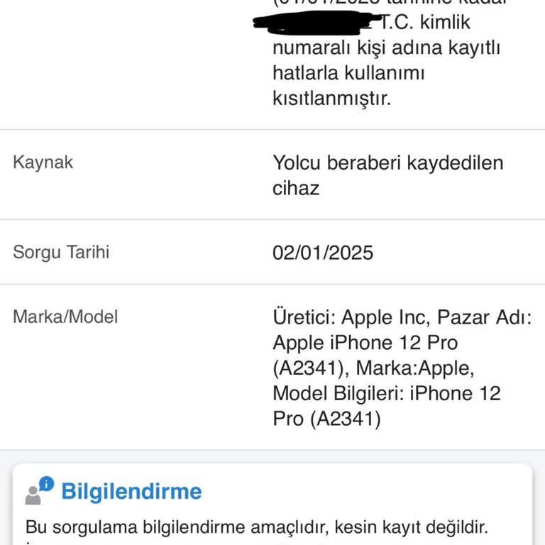 IMEI Kaydı Yapılan İphone 12 Pro'nun Şebeke Sorunu